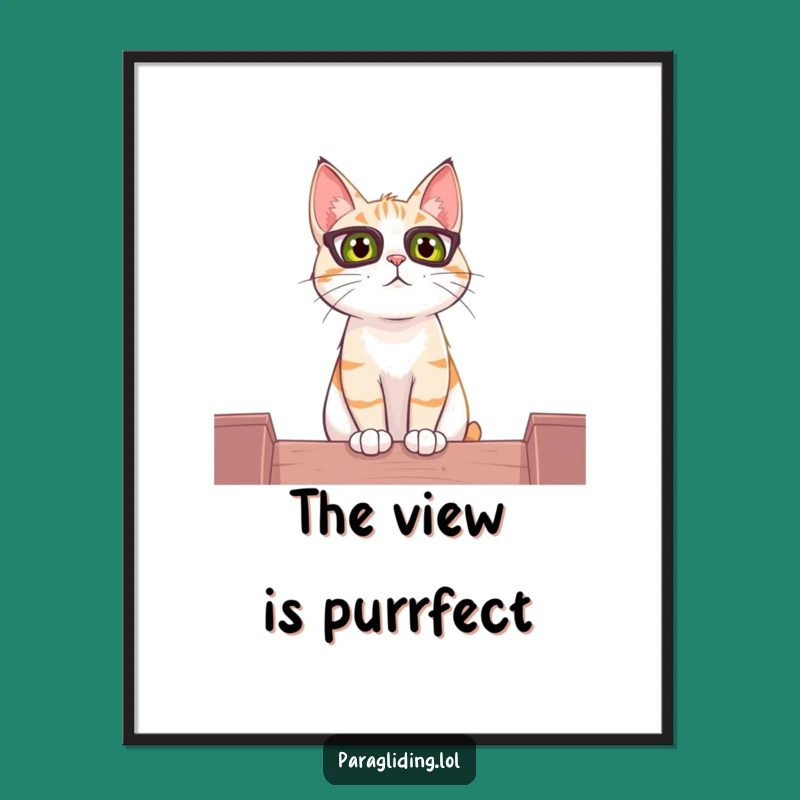 Funny Cat Perch Digital Art: Curious Observer High Above - Instant Hilarious Download