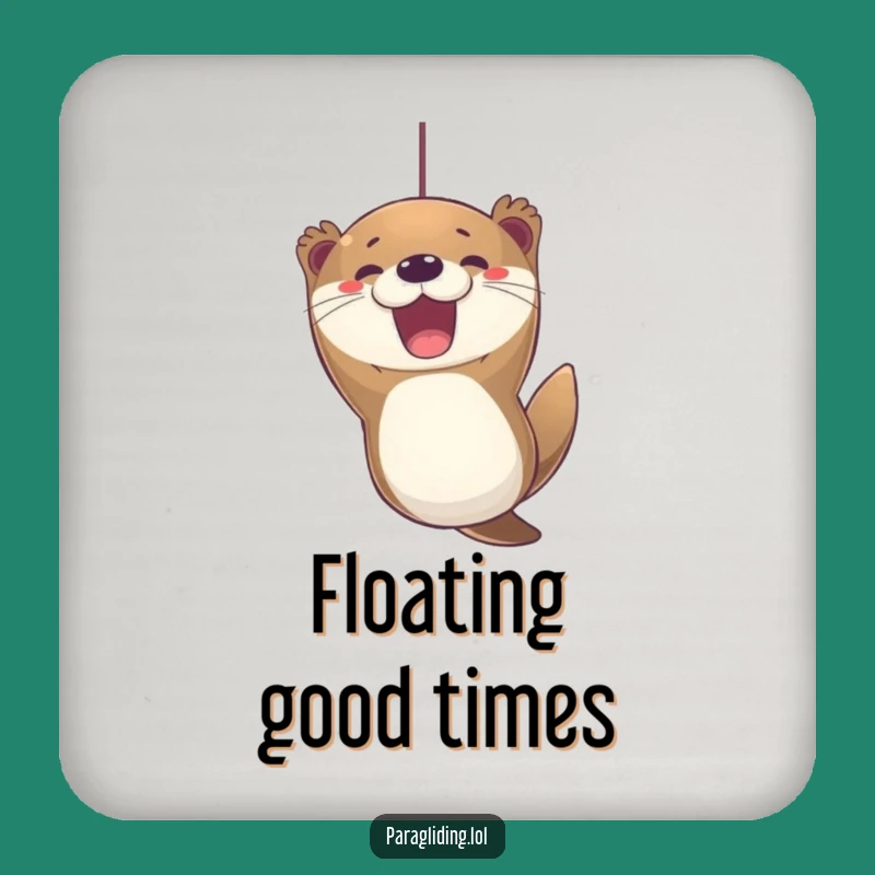 Funny Otter Paragliding Coaster - Protect Surfaces with Joyful Expression