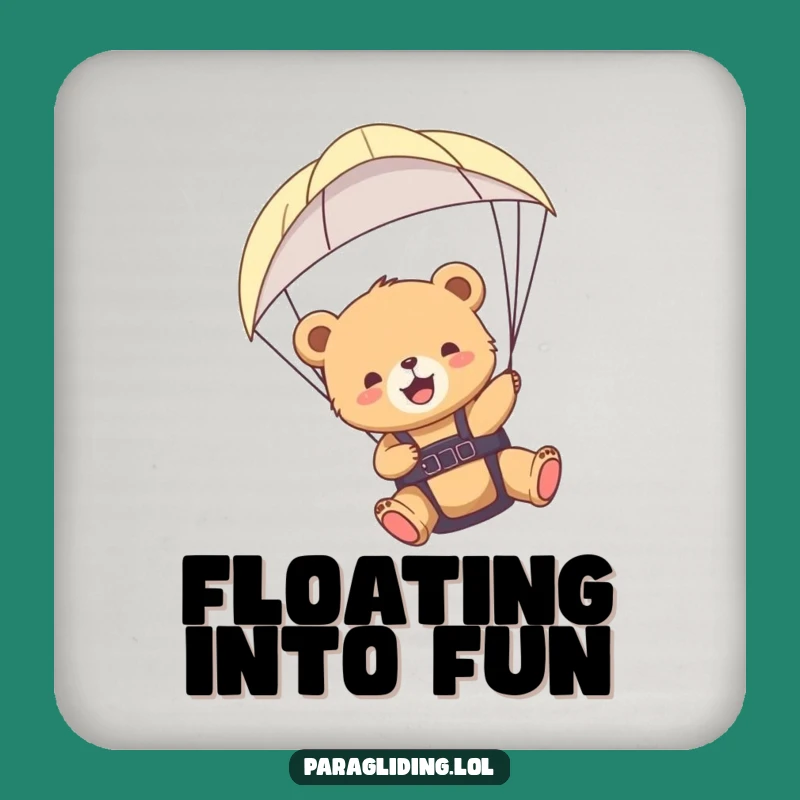 Funny Bear Cub Paraglider Coaster: Protect Surfaces with Sky-High Humor