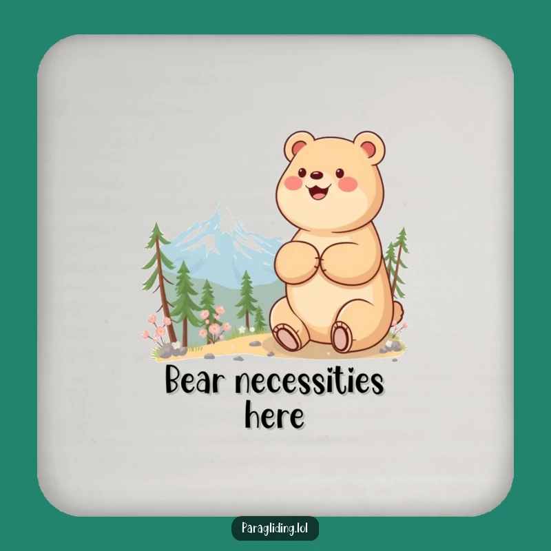 Funny Bear Mountain Coaster: Beaming Hiker's Surface Protection - Hilarious Gift