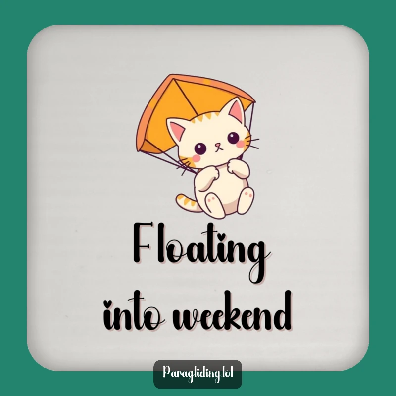 Funny Cat Paragliding Drink Coaster: Protect Surfaces with Feline Focus