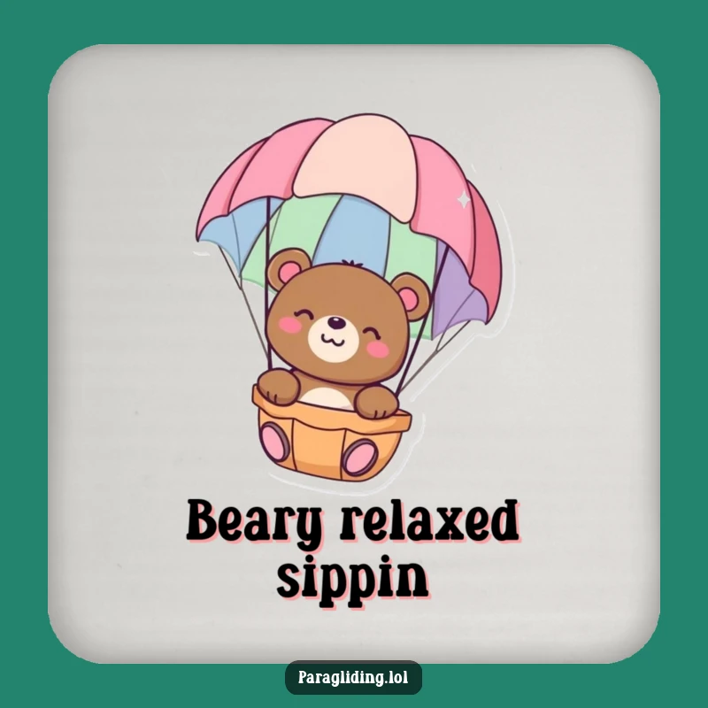 Funny Happy Bear Coaster Set: Peaceful Parachute Float for Table Protection