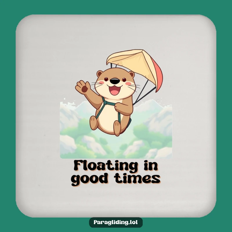 Funny Otter Paraglider Coaster - Protect Surfaces with Style, Perfect Gift!