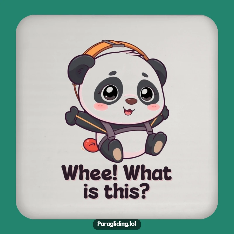 Funny Panda Paraglider Coasters: Bewildered Joy for Tables