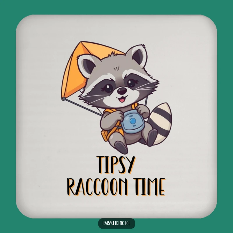 Funny Raccoon Paraglider Coaster - Mischievous Pilot Table Protection Gift
