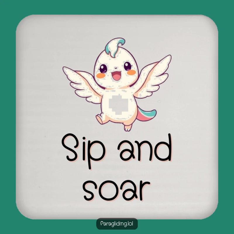 Funny Winged Smile Coaster Set: Cheerful Creature Art, Unique Gift