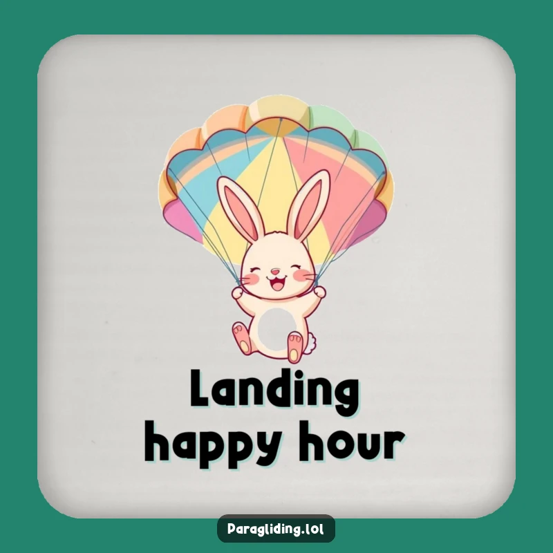 Funny Bunny Parachute Coaster - Whimsical Cartoon Drink Protector