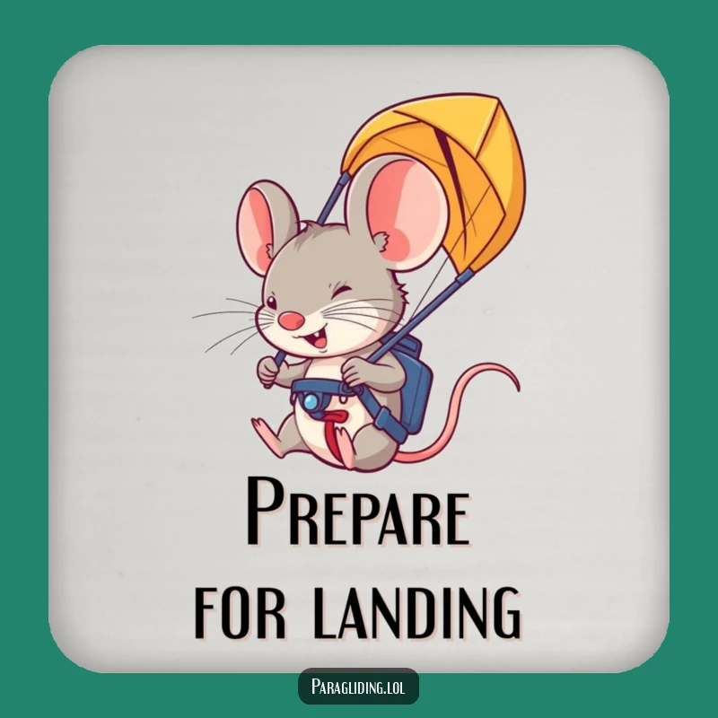 Determined Mouse Paraglider Coaster: Funny Gift for Drink Protection