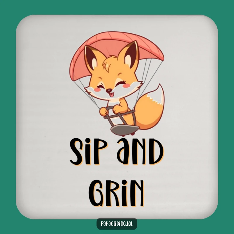 Funny Fox Paraglider Drink Coaster: Protect Surfaces with Playful Art