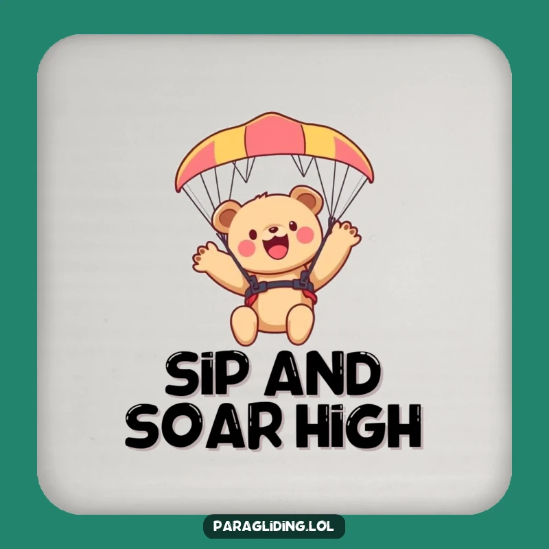 Funny Bear Cub Paraglider Coaster - Protects Surfaces with Adorable Charm