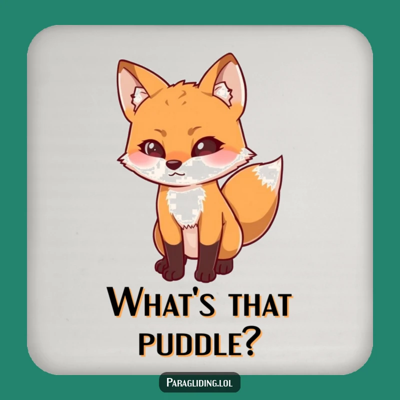 Funny Determined Fox Coaster Set: Downward Gaze for Curious Tables