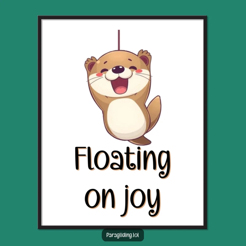 Funny Otter Paragliding Poster - Joyful Expression, Wall Art for Cheerful Spaces
