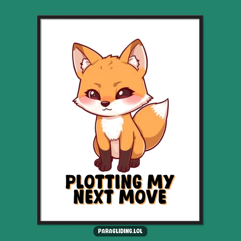 Funny Determined Fox Poster: Downward Gaze Art for Curious Decor
