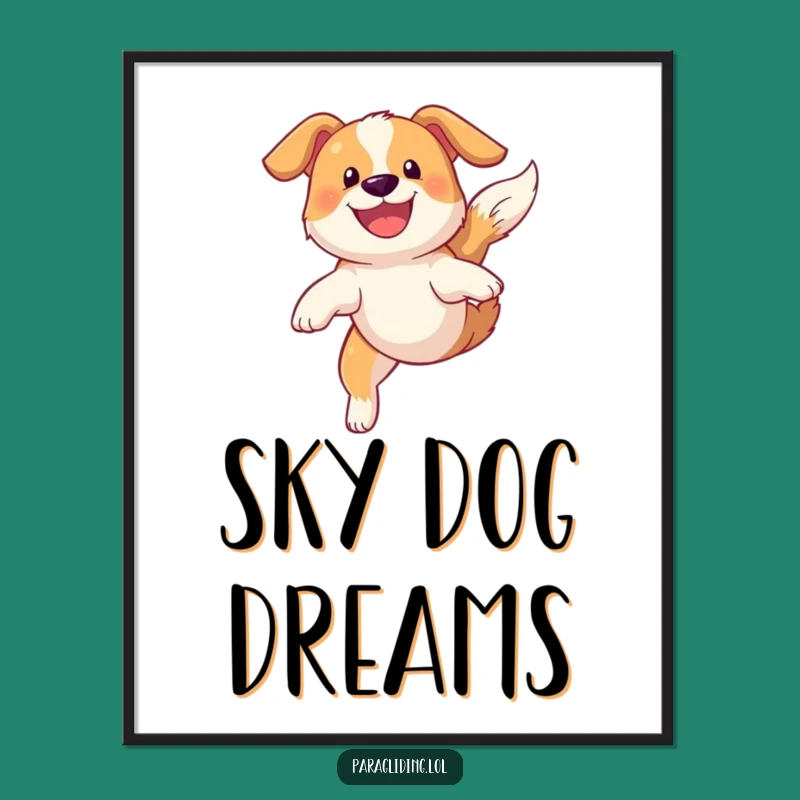 Funny Dog Sky Soaring Poster: Whimsical Wall Art for Dog Lovers
