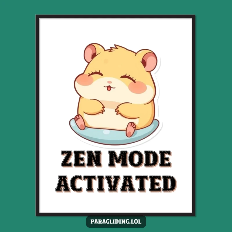 Funny Hamster Gliding Poster: Bring Serenity and Laughter Home with This Artwork