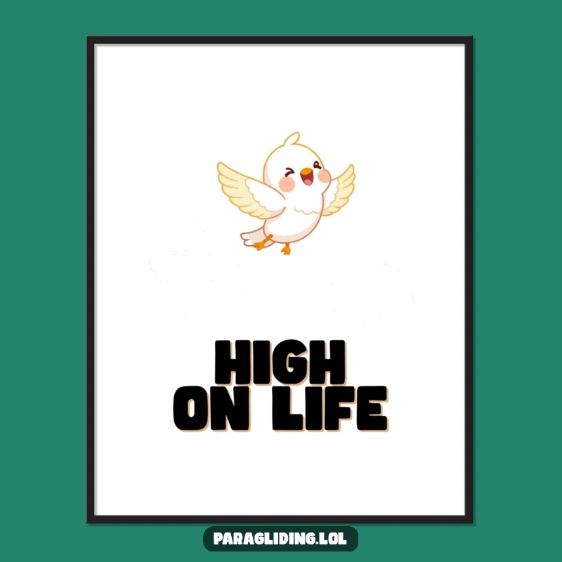 Funny Happy Bird Cloud Poster - Joyful Cartoon Wall Art for a Peaceful Vibe
