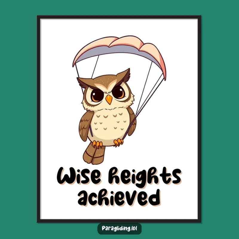 Funny Owl Paraglider Poster: Bring Wise Humor to Your Walls