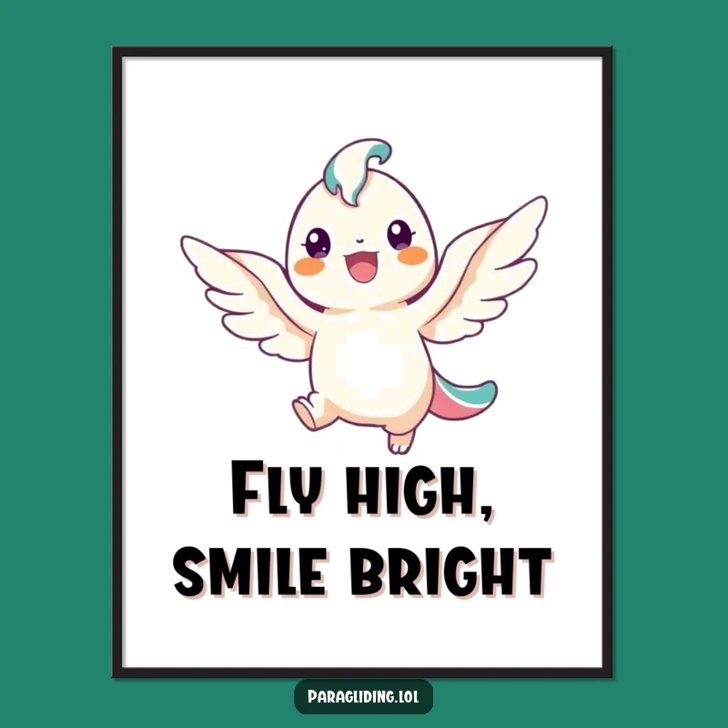 Funny Winged Creature Poster: Cheerful Smiling Angel Art, Perfect Decor Gift