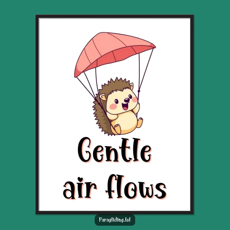 Funny Hedgehog Paraglider Poster: Bring Cheerful Vibes to Your Walls