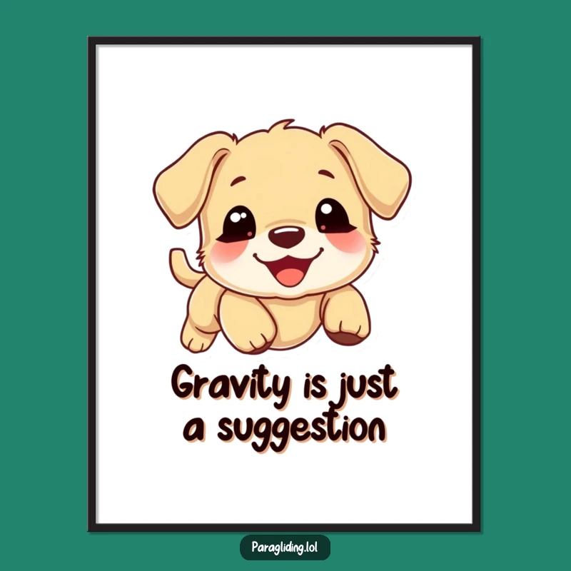 Funny Puppy Cloud Poster: Adorable Smiling Puppy Drifting, Uplifting Wall Art, Perfect Funny Gift