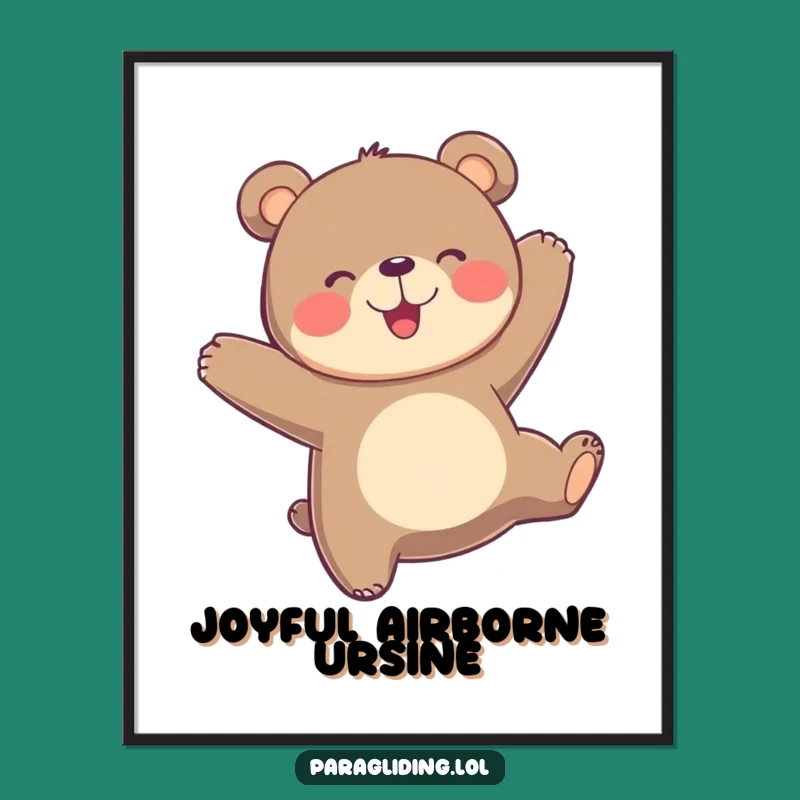 Funny Bear Paragliding Poster: Bring Joyful Airborne Art Home