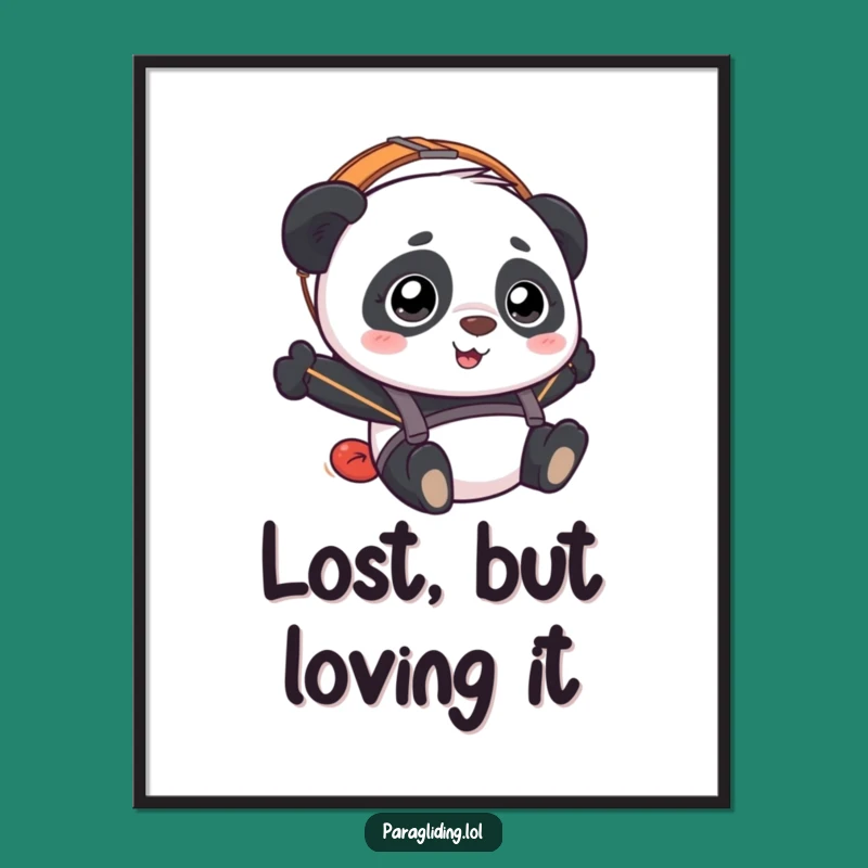 Funny Panda Paraglider Poster: Bewildered Joy Art Gift