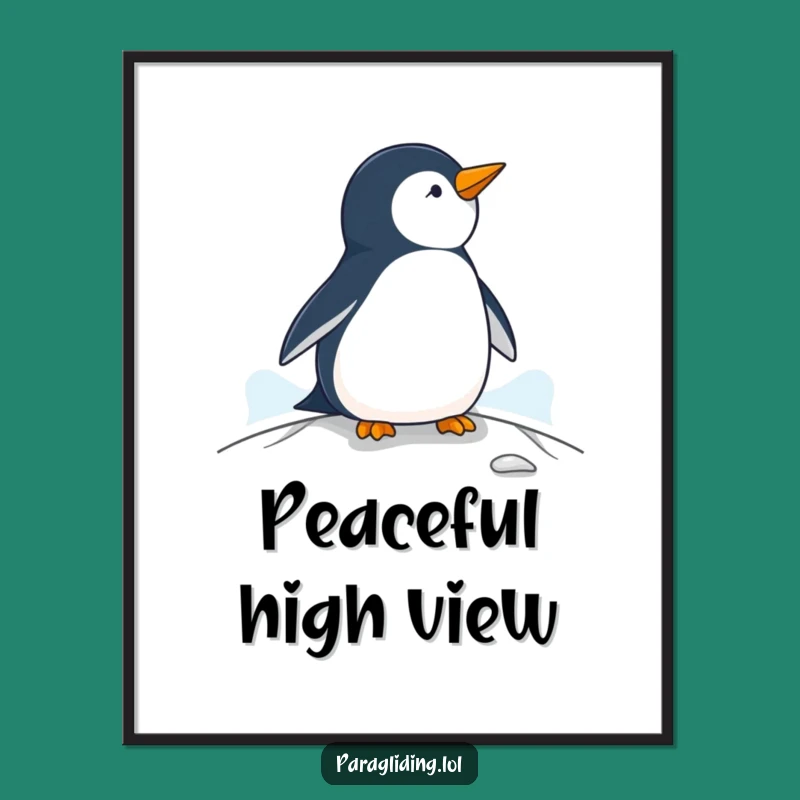 Funny Penguin Paraglider Poster - Whimsical Wall Art for Calm Spaces