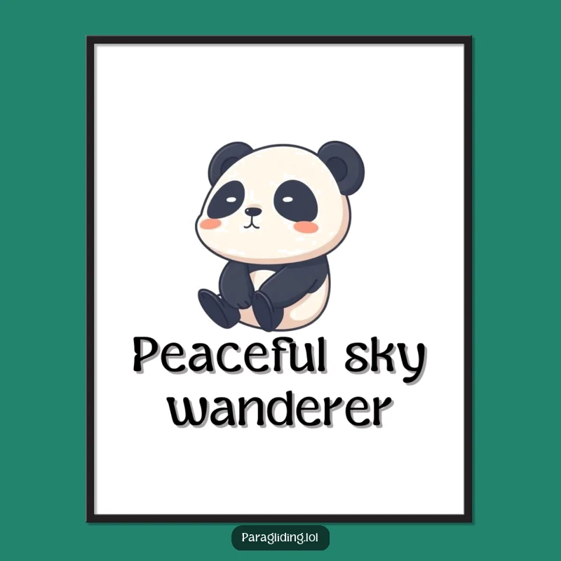 Funny Shy Panda Poster - Calm Sky Drift, Wall Art for Peaceful Rooms