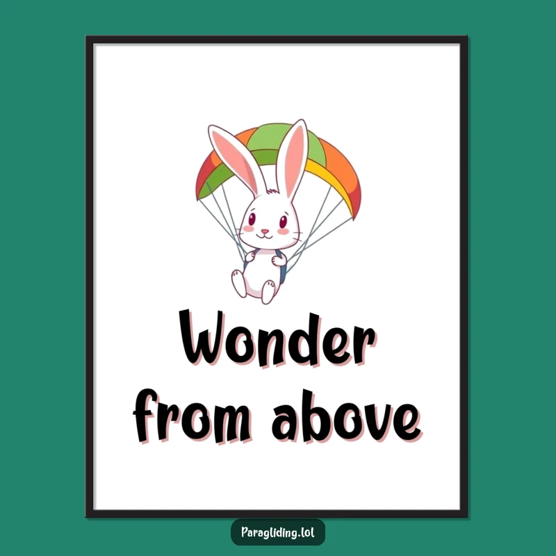 Funny Rabbit Paragliding Poster: Bring Curious Airborne Art Home