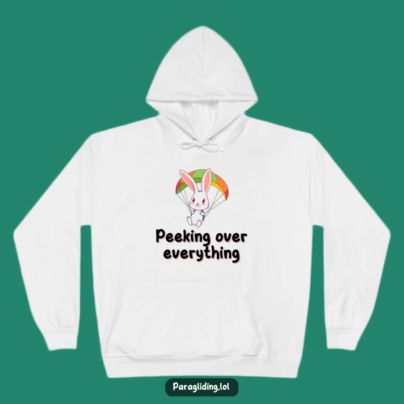 Cozy Funny Rabbit Paragliding Hoodie: Stay Curious and Warm Aloft