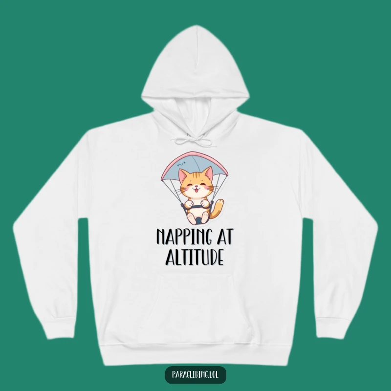 Funny Cat Paraglider Hoodie: Cozy Confident Pilot's Comfort, Awesome Funny Gift