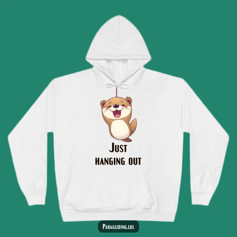 Funny Otter Paragliding Hoodie - Cozy Joyful Expression, Perfect Funny Gift for Cold Days