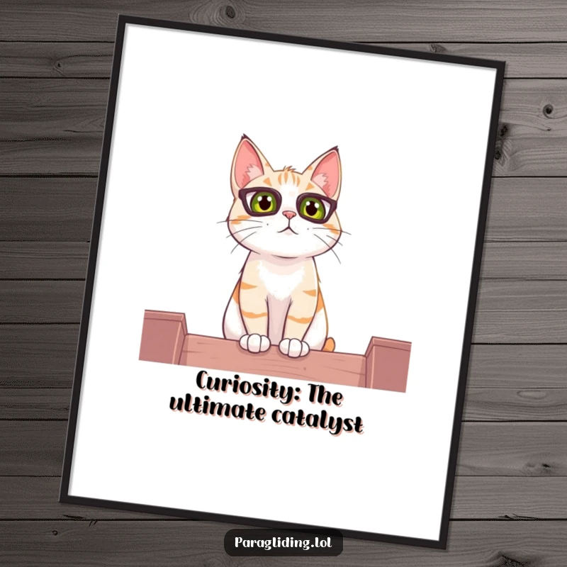 Funny Free Printable Wall Art: A curious cat observes the world from a high vantage point, creating a whimsical and captivating wall display.