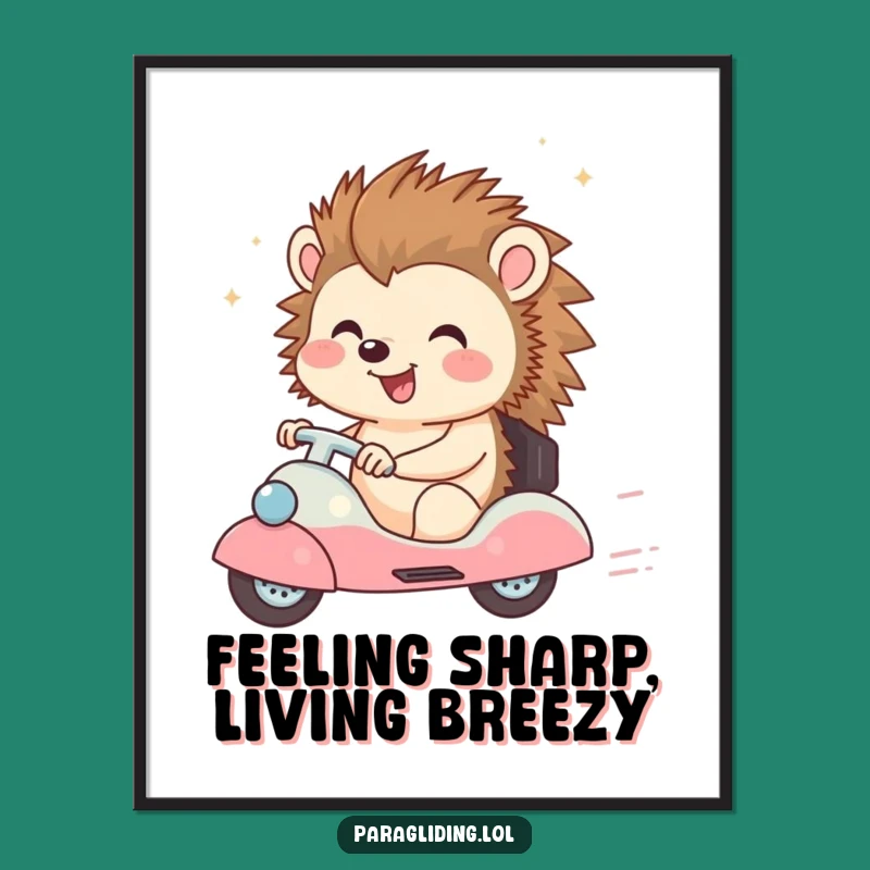 Free Printable Hedgehog Breezy Ride Wall Art: Funny Downloadable Decor for Happy Spaces