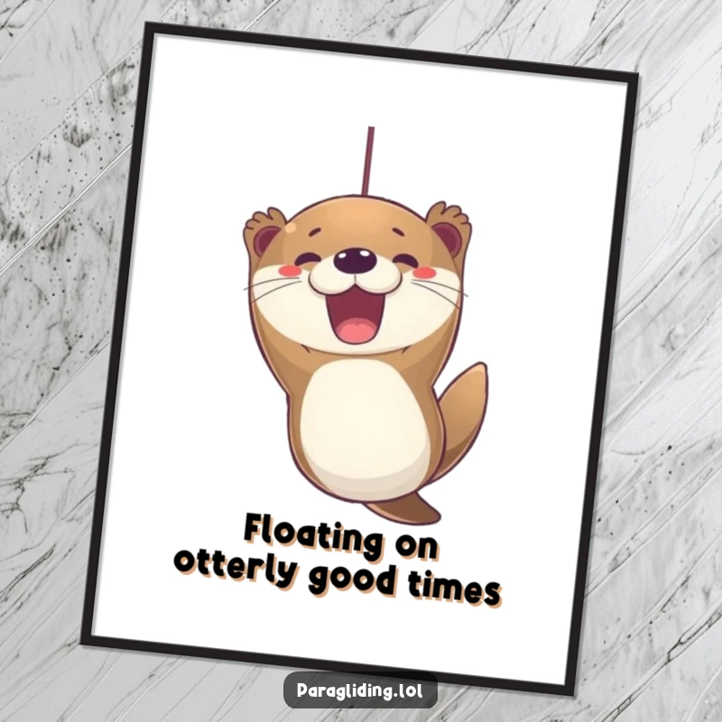 Funny Free Printable Wall Art: Excited otter suspended energetically, bringing a splash of humor and downloadable art.