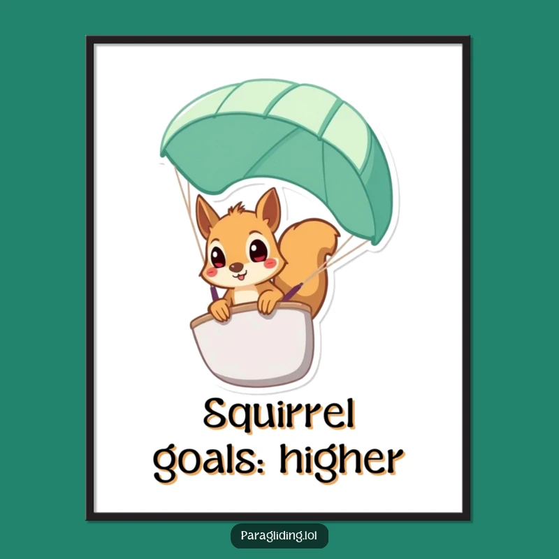 Free Printable Funny Squirrel Wall Art: Wide-Eyed Paraglider Surprise Downloadable Decor