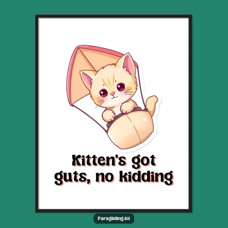 Free Printable Paragliding Kitten Wall Art Funny Downloadable Cat Decor