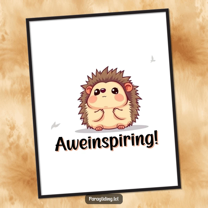 Funny Free Printable Wall Art featuring a charming hedgehog looking awestruck at the view below, a captivating downloadable piece.