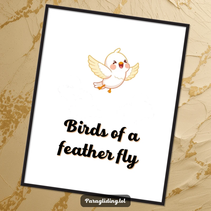 Free Printable Wall Art: A happy bird is depicted joyfully soaring with wings spread wide through soft, fluffy white clouds.