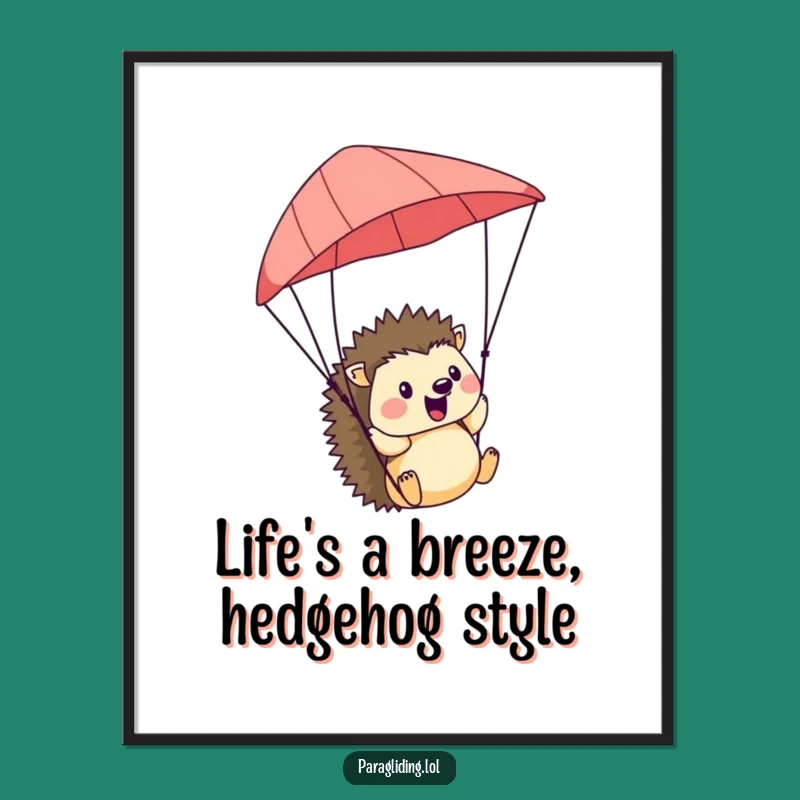 Free Printable Wall Art: Hedgehog Paraglider Downloadable Decor for Happy Spaces