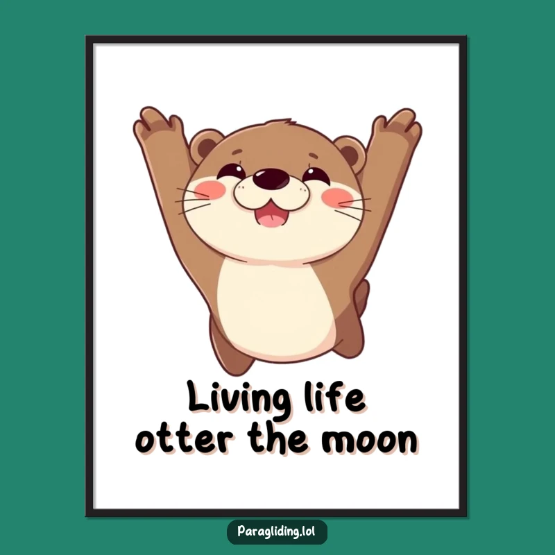Free Printable Wall Art: Joyful Otter Soaring - Funny Downloadable Art for Home