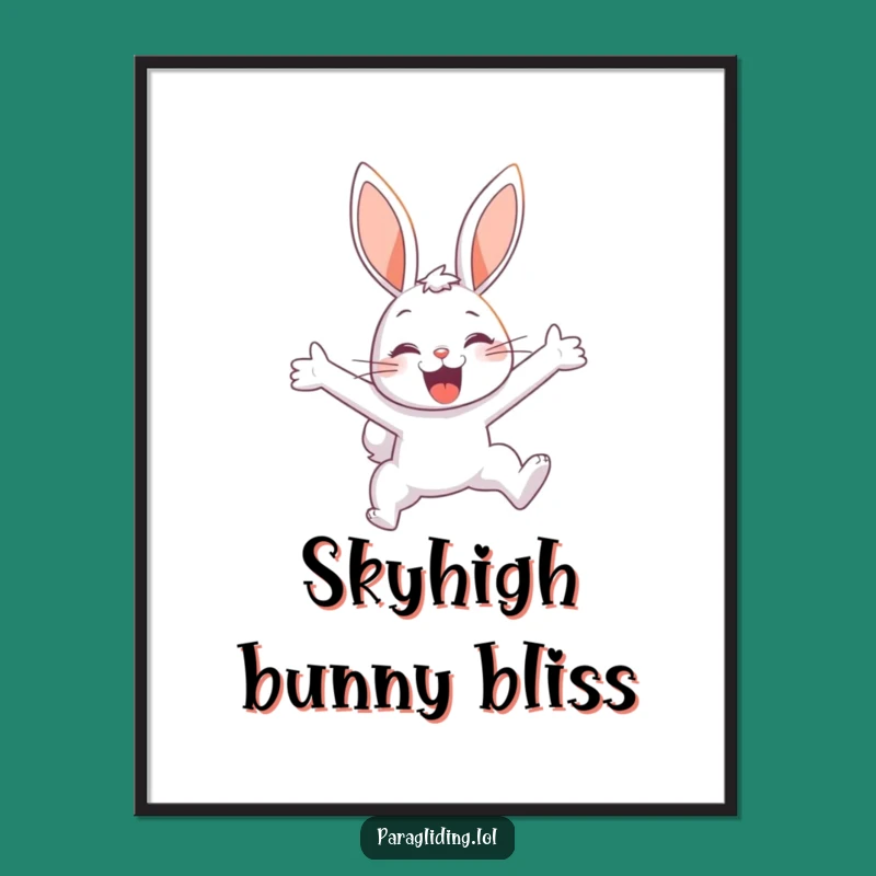 Funny Free Printable Wall Art: Delighted Bunny Soaring, Whimsical Downloadable Art for Walls