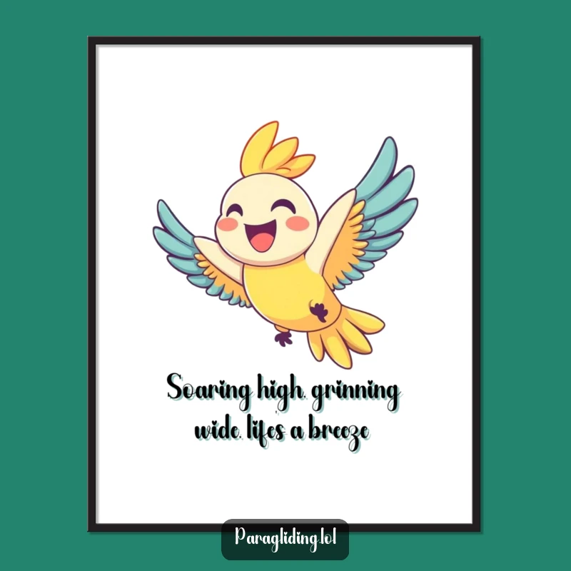 Funny Free Printable Wall Art: Joyful Parrot Soaring Grinning Decor