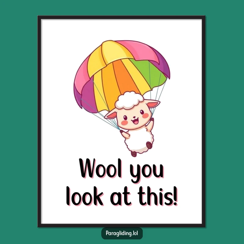 Funny Free Printable Wall Art: Joyful Sheep Paragliding, Colorful Downloadable Art for Fun