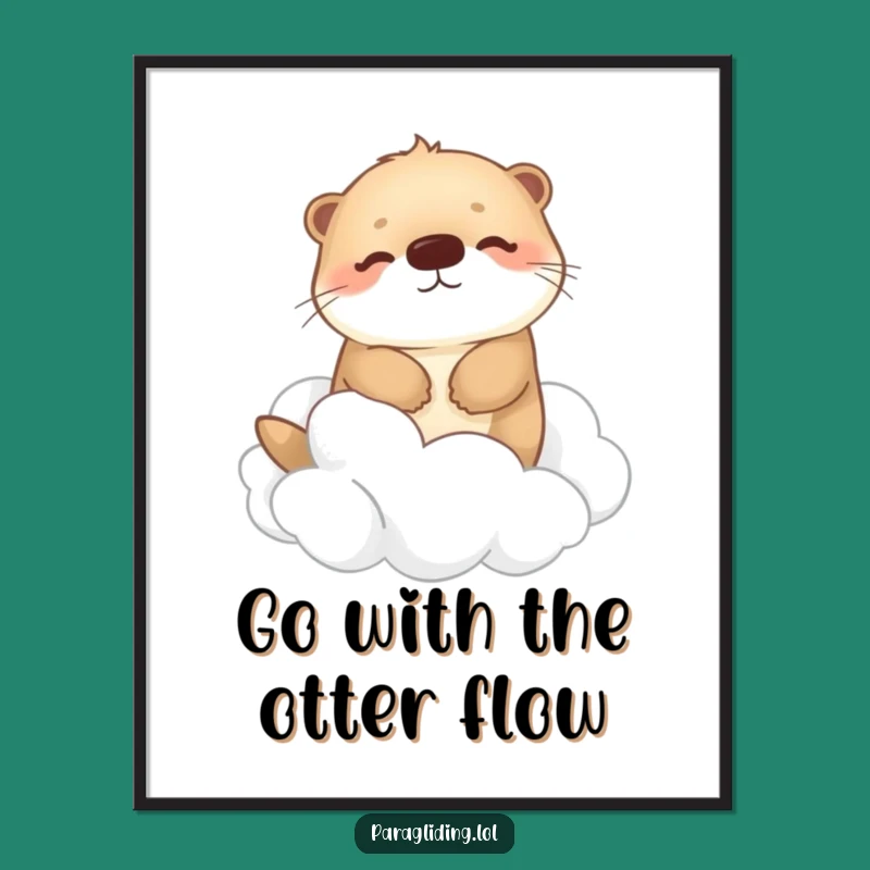 Funny Free Printable Wall Art: Otter on Clouds, Peaceful Downloadable Decor Gift
