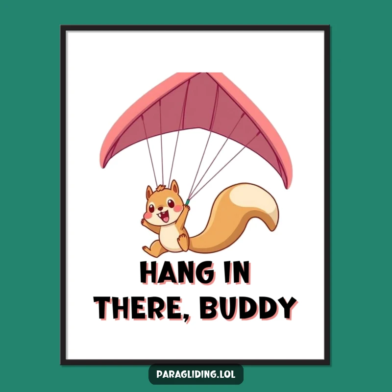 Free Printable Wall Art: Excitable Squirrel Paragliding Funny Downloadable Piece
