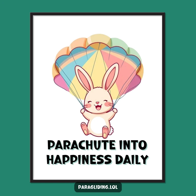 Free Printable Wall Art: Bunny's Parachute Ride - Playful Downloadable Art