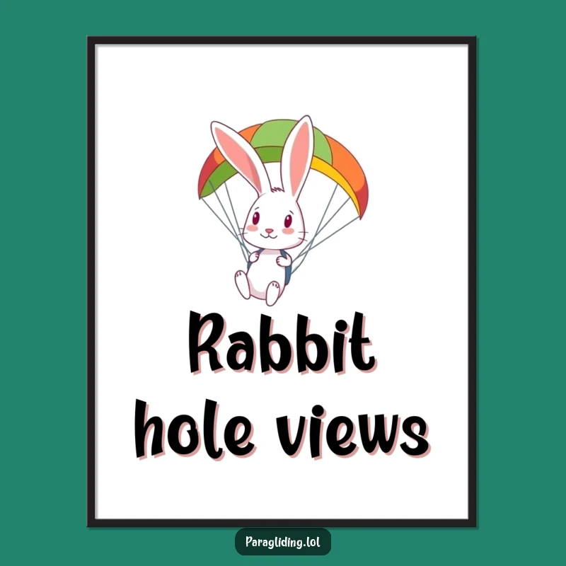 Funny Free Printable Rabbit Paragliding Wall Art: Curious Downloadable Decor for Whimsical Spaces!