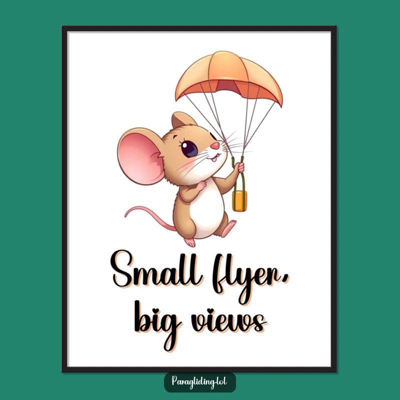 Funny Free Printable Wall Art: Mouse Paragliding Wonder, Quirky Downloadable Decor for Your Home