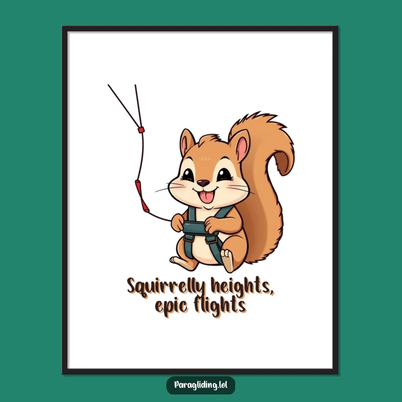 Free Printable Wall Art: Humorous Squirrel Paraglider - Funny Downloadable Decor